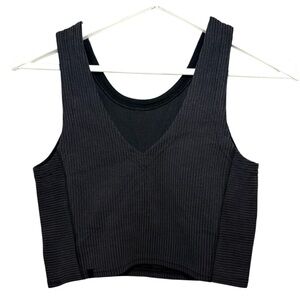 lululemon- Black Grey Ribbed Cropped Tank - size 4